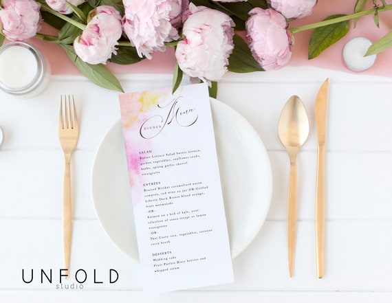 Wedding Menu Template Diy Wedding Menu Card Personalized Etsy