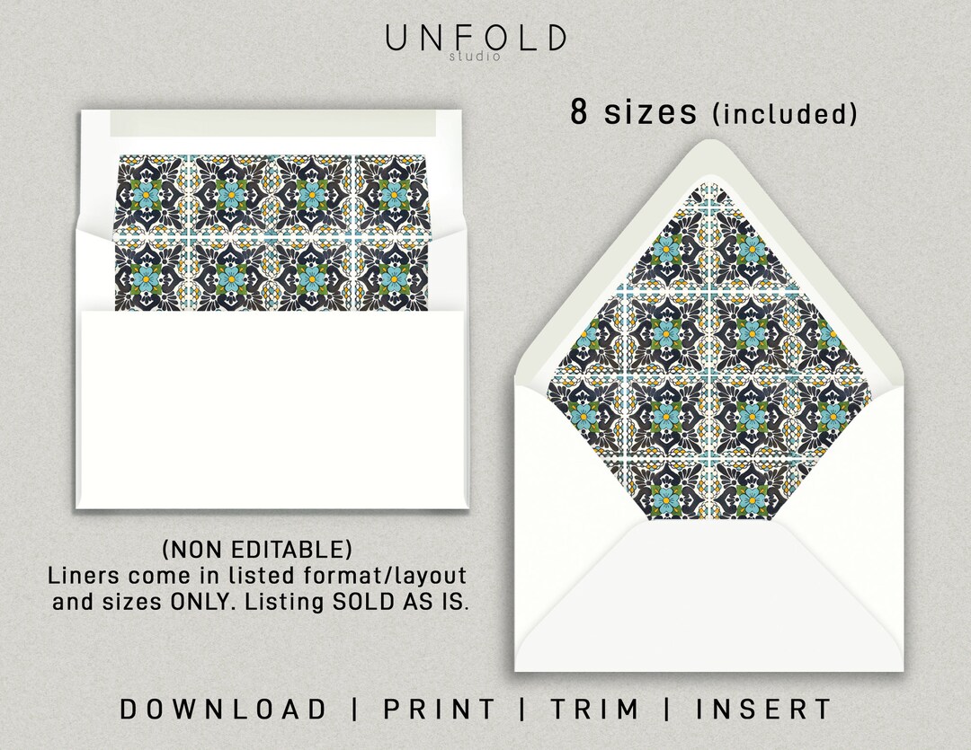 Printable Envelope Liner Templates, 8 Envelope Types Included in PDF ...