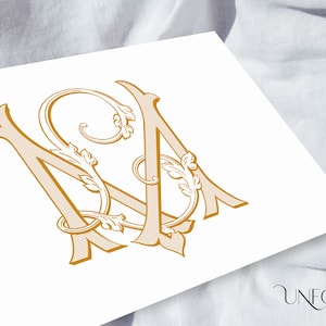 Iniciales de nombre ML o LM, monogramas clásicos, monograma de boda, duograma, letras entrelazadas digitales, descarga instantánea de iniciales - M y L