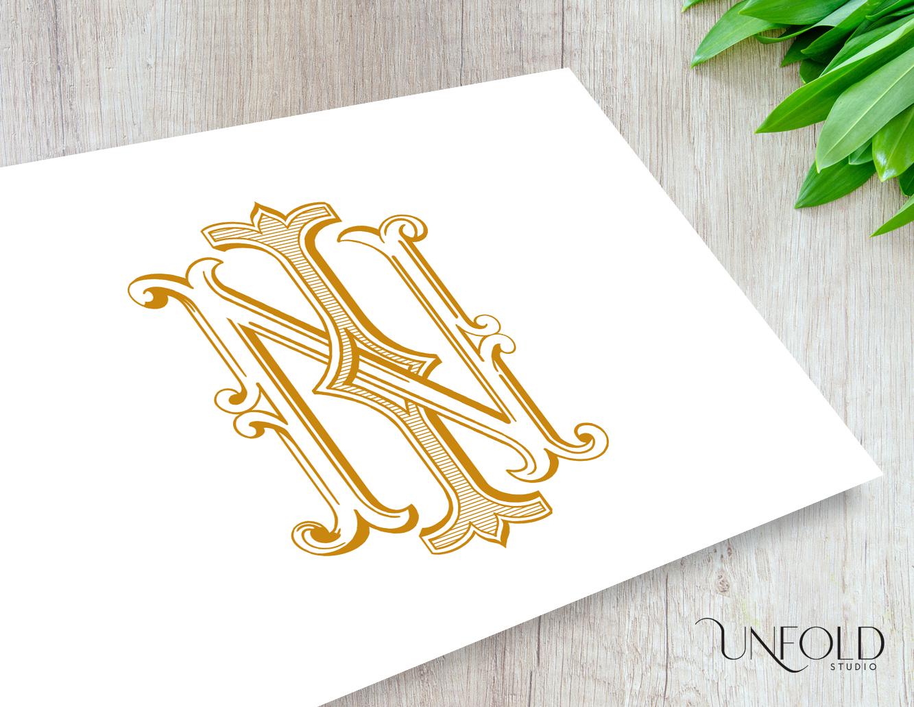 I & N Name Initials, Classic Monograms, Wedding Monogram