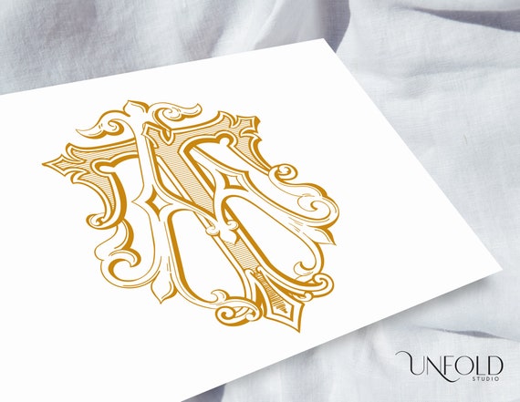 A & T Vintage Monograms Wedding Monogram Digital Download | Etsy