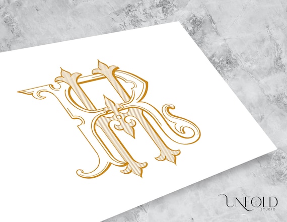 HR or RH Name Initials, Classic Monograms, Wedding Monogram