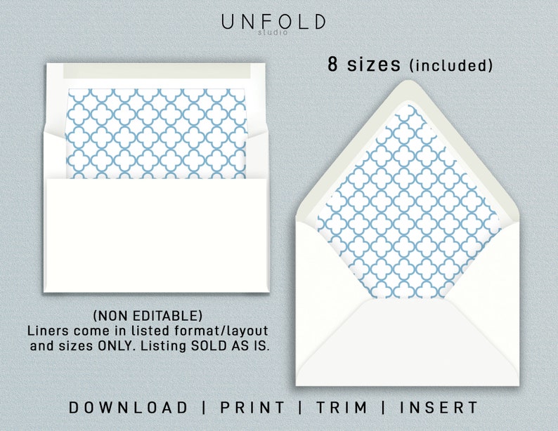 Printable Envelope Liner Templates 8 Envelope Types Included Etsy
