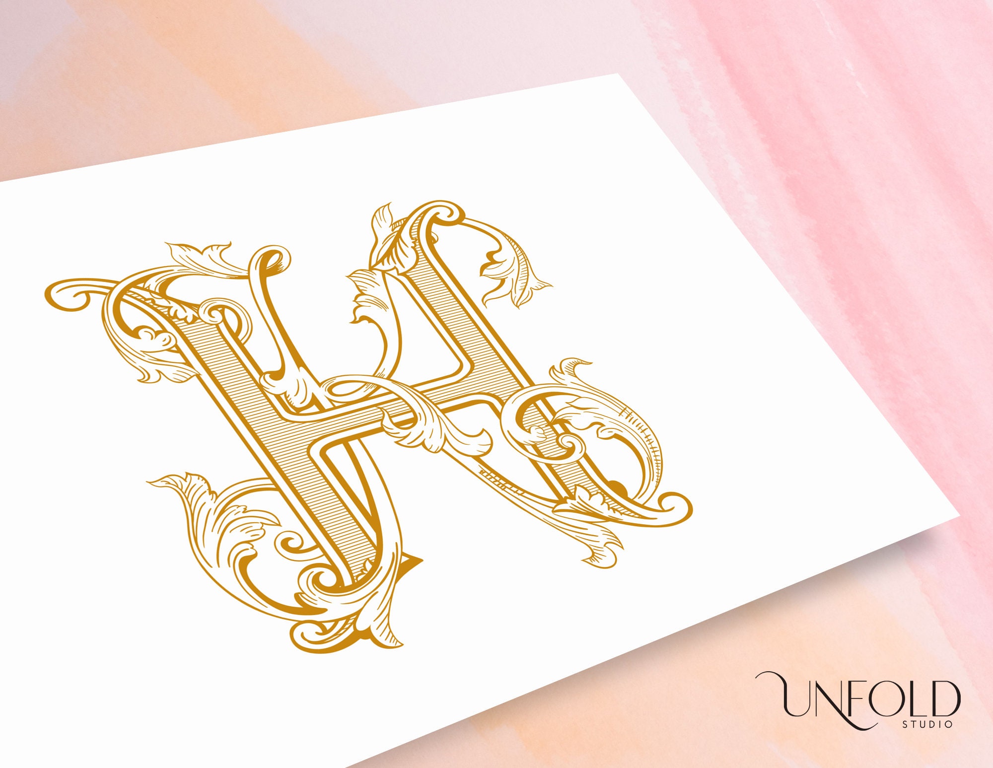 H and K Interlocking Monograms, Vintage Styled Monograms, Wedding or ...