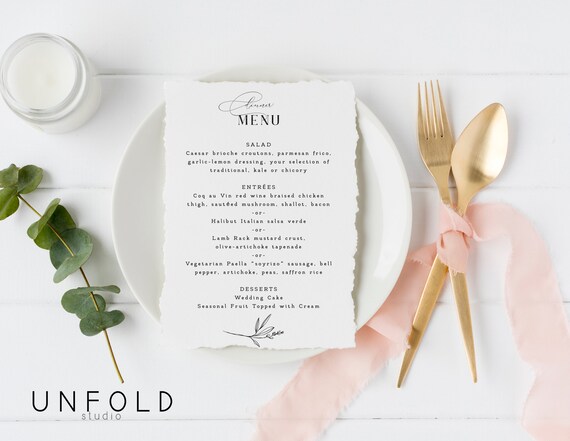 Wedding Menu Template Diy Wedding Menu Card Personalized Etsy