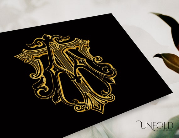 A & T Vintage Monograms, Wedding Monogram, Digital Download