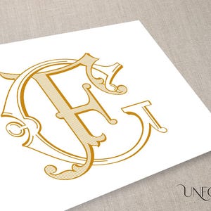 Monograma digital prediseñado G y F: diseño de letras G y F elegantes y personalizables para invitaciones, diseño de logotipo inicial GF o FG