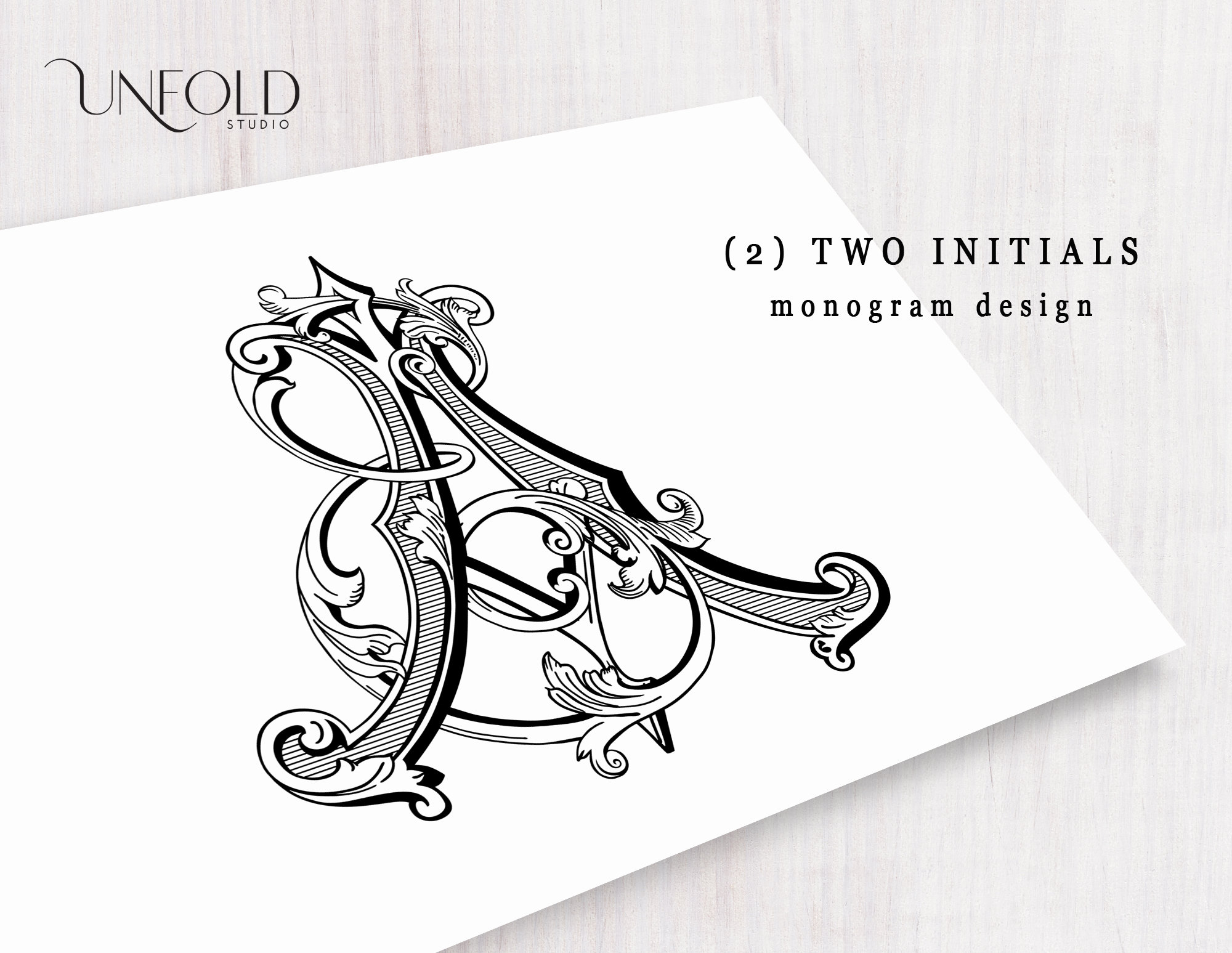 2 Initials, Vintage Styled Designer Based Monograms Made With Pre