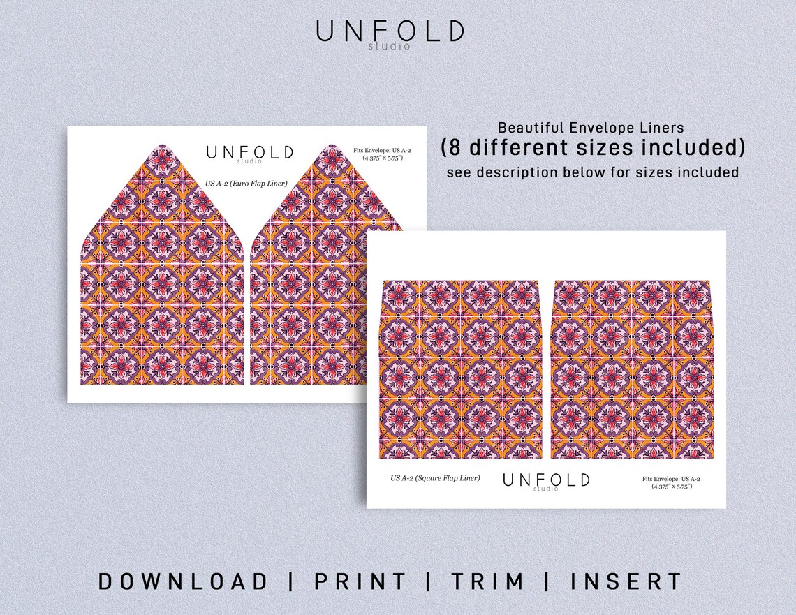 Printable Envelope Liner Templates 8 Envelope Types Included - Etsy