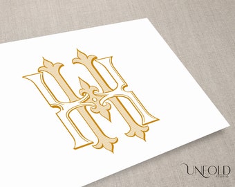 H & H Name Initials, Classic Monograms, wedding monogram, duogram, digital, Interwoven letters, instant download initials - HH