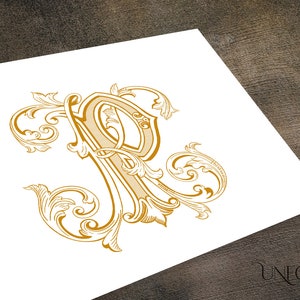 Monogramas vintage, monograma de boda, descarga digital, letras entrelazadas, descarga instantánea de iniciales, iniciales de nombres: PK y KP