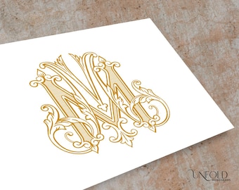 M & M Vintage Monograms, wedding monogram, digital download, Interwoven letters, instant download initials, Name Initials - MM