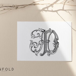 Vintage Interlocking Monograms Wedding Monogram Digital | Etsy