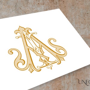 Iniciales de nombres A & I, monogramas clásicos, monograma de boda, letras entrelazadas, descarga instantánea de iniciales para AI, IA