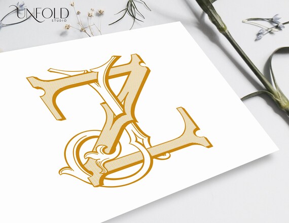 J, Z Name Initials, Classic Monograms, Wedding Monogram
