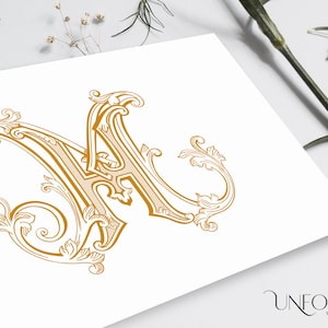 Vintage Interlocking Monograms, wedding monogram, digital download, Interwoven letters, instant download initials, Name Initials - MH and HM