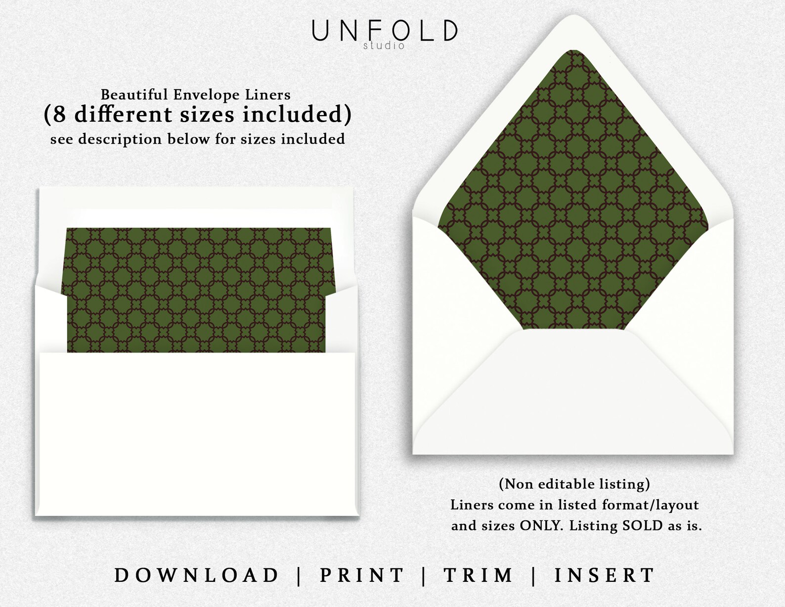 Printable Envelope Liner Templates 8 Envelope Types Included Etsy