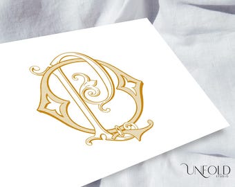 P and Q Monogram, perfect as wedding invitation card design, PQ or QP digital download monograms for instant download
