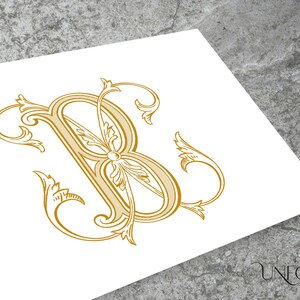 Sammankopplade B- och X-monogram, monogram i vintagestil, monogramdesign för bröllop eller par eller initialer för för- och efternamn för BX eller XB