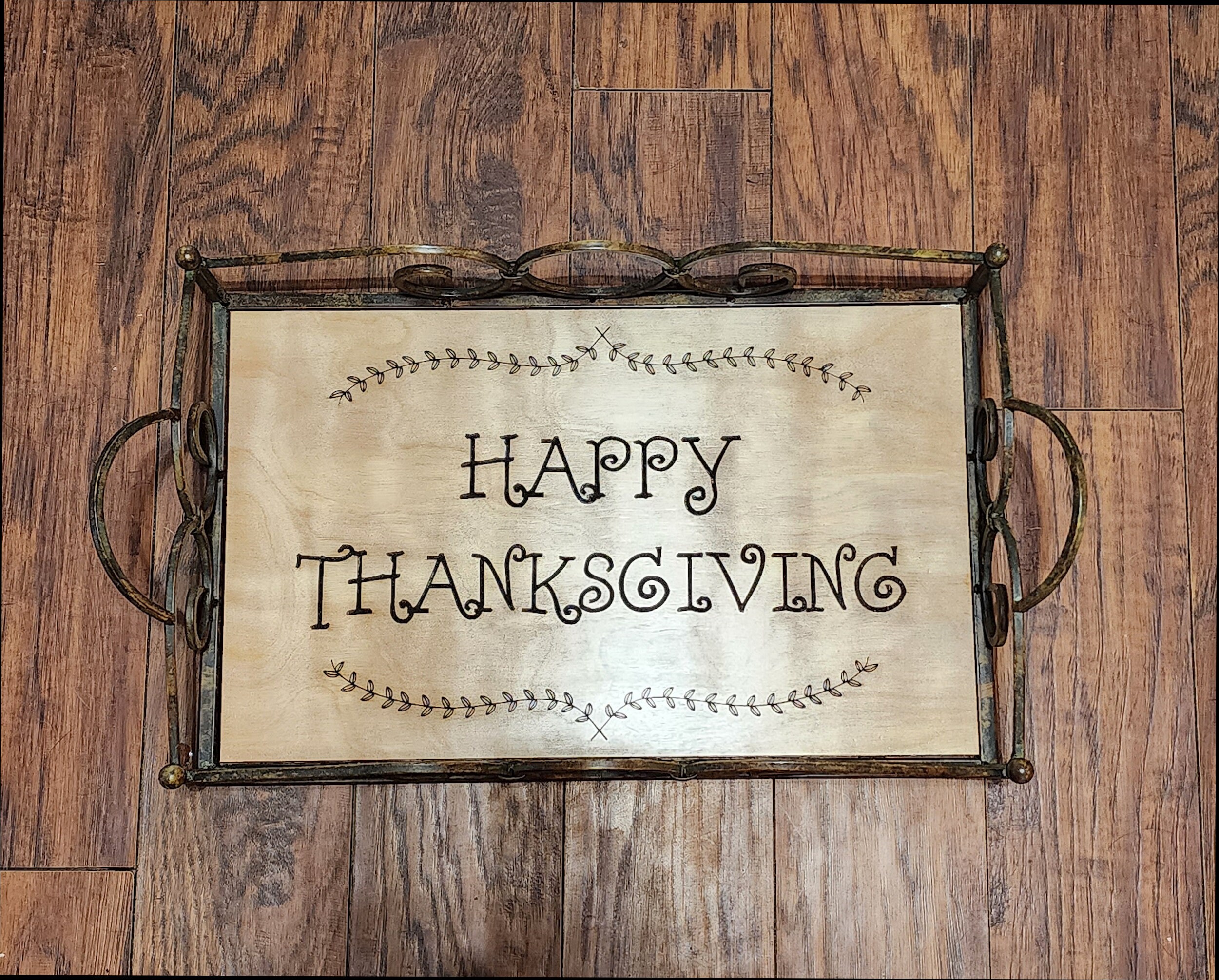 Vintage Thanksgiving Serving Tray Laser Engraved Rustic Etsy