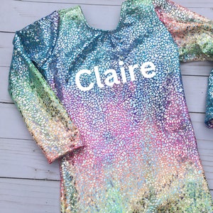 Personalized Gymnastics Biketard, Gift for Gymnast, Girls Long Sleeve Biketard, Toddler Dancewear, Unitard, 12 18 months,2T,3T, 4T,5, 6,8,10