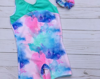 Toddler Gymnastics Biketard, Pastel Spring Girls Biketard, Gift for gymnast, 6 12 18 months, 2T,3T,4T, 5, 6, 8, 10, Dancewear, Unitard