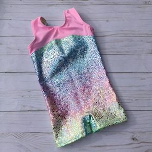 Toddler Gymnastics Unicorn Biketard, shiny Girls Unitard, PASTEL AVATAR  Gift for gymnast, 6 12 18 months, 2T,3T,4T, 5, 6, 8, 10 Dancewear