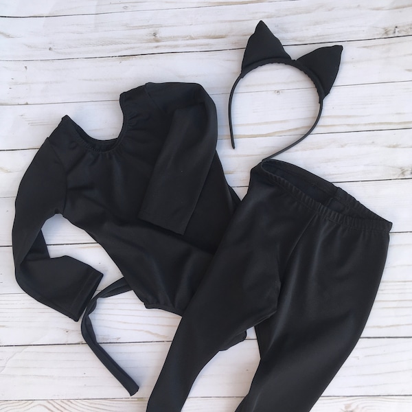 Baby Black Cat Costume, Kids Halloween Cat Leotard, Cat Dress up Bodysuit, Girls Gymnastics, Dance Team Outfit, Toddler Halloween Costume