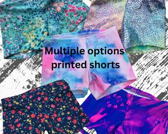 Girls Gymnastics PRINT Shorts, Toddler Cheer Shorts, Dancewear, Youth Volleyball Shorts, cartwheel shorts, shorties, bum shorts