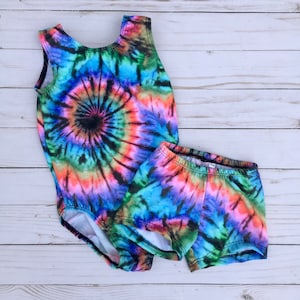 Girls Toddler Leotard Tie Dye, Gymnastics Shorts, dance, ballet, Baby Leotard, 12 months, 18 months, 2T, 3T, 4T, 5, 6, 8, 10, Teen leotard