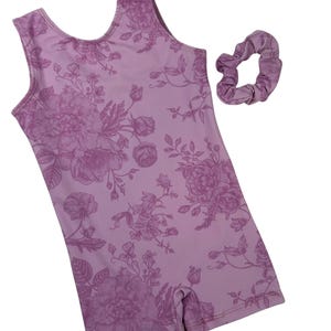 Girls Gymnastics Biketard, Preschool Dance set, Pink Floral Super Soft Tank Unitard, Toddler Dance, Gymnastics Gift, Gift for Dancer