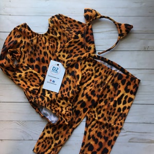 Kids Jaguar Costume, Toddler Dress-Up Animal Leotard, Cheetah print Girls Leggings, Baby Halloween Cheetah Costume