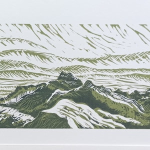 White Mountains, Crete - Original linocut art print