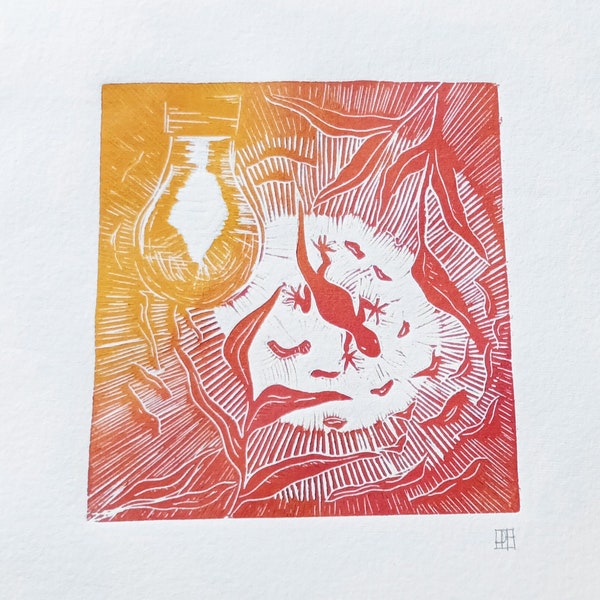 Original linocut art print