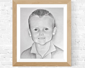 Custom Portrait Charcoal, Custom Children's Portrait, Custom Black and White Portrait, Drawing from Photo