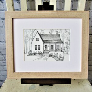 Custom House Portrait, Black & White Ink Home drawing, Housewarming gift, Realtor gift, Anniversary gift image 4