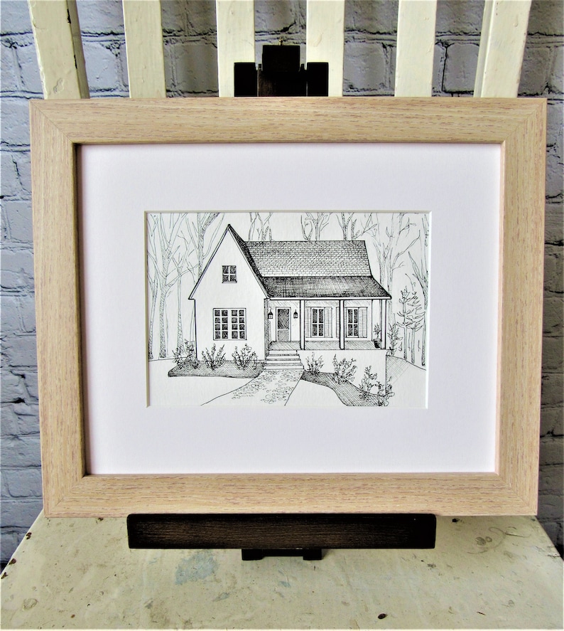 Custom House Portrait, Black & White Ink Home drawing, Housewarming gift, Realtor gift, Anniversary gift image 4