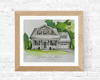Benutzerdefinierte Haus Porträt, benutzerdefinierte Haus Zeichnung, Einweihungsgeschenk, Makler Geschenk, Jubiläumsgeschenk