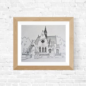 Custom Wedding Venue Portrait, Pen & Ink Portrait, Wedding Gift, Unique Wedding Gift, Anniversary Gift