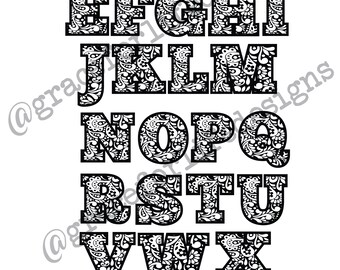 Paisley Font Alphabet PNG CDR SVG