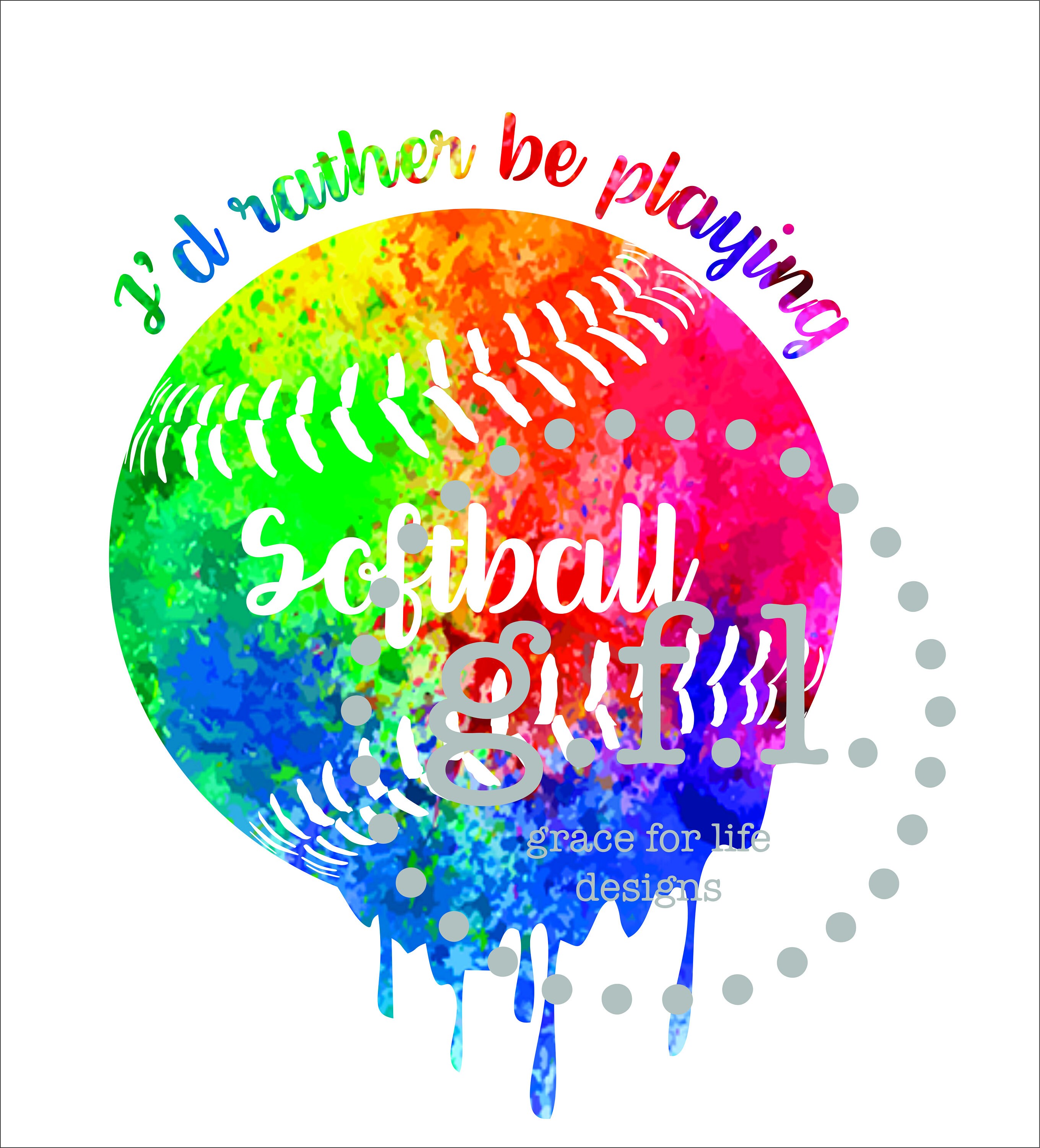 I’d Rather Be Playing Softball Watercolor PNG CDR | Etsy