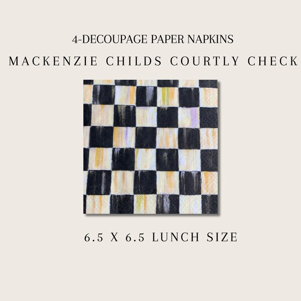 MacKenzie-Childs Rosy Check Paper Napkins - 20 Count Pink & White Luncheon Napkins