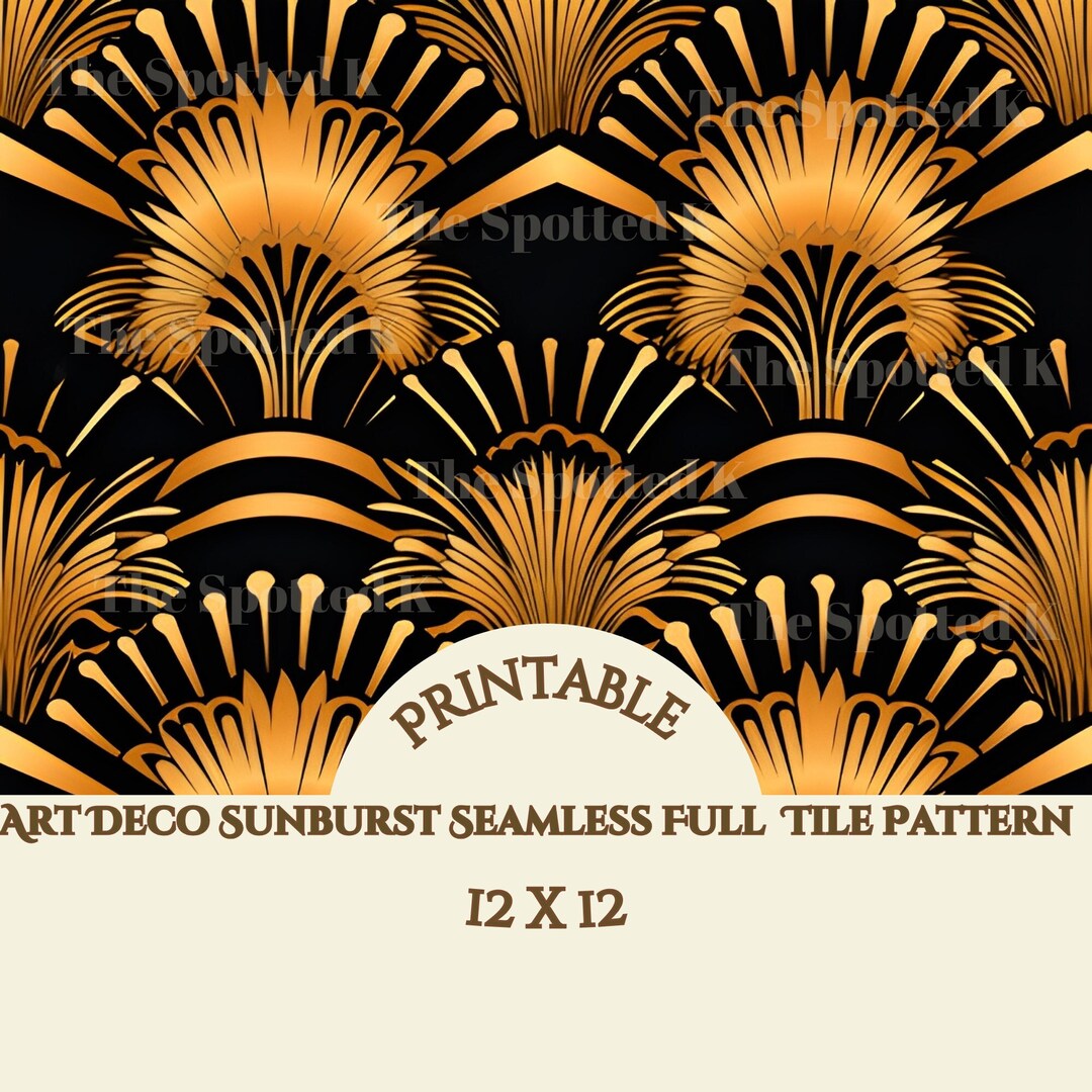 Art Deco Sunburst Printable Seamless FULL TILE Paper for Junk Etsy