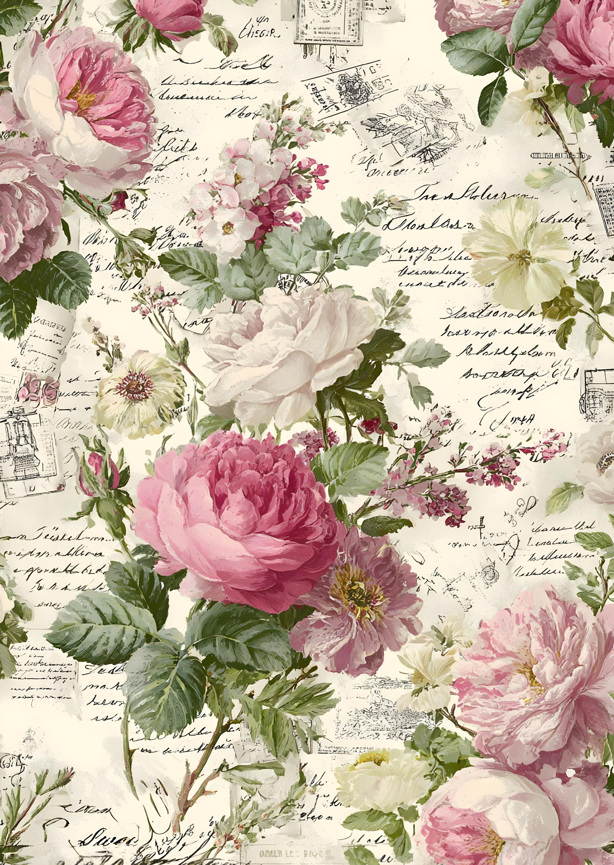 Peony Rice Paper Pink Peonies Rice Paper: Vintage Floral Decoupage, Scrapbooking A4 - Etsy