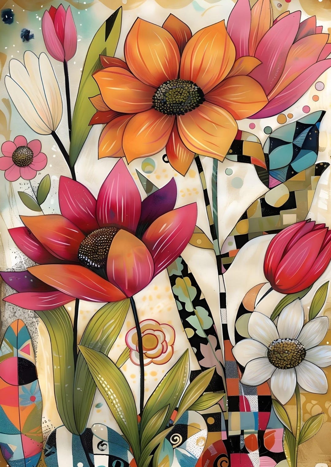 Decoupage Rice Paper: Whimsical Floral Collage Sheet - A4 Mixed Media ...