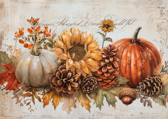 Autumn pumpkins Rice paper for decoupage A3 sheet