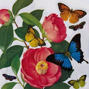 Butterfly Decoupage Napkins: Floral Paper Craft Set of 4