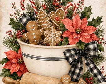 Christmas Gingerbread Rice Paper for Decoupage A4 Buffalo Check Baking