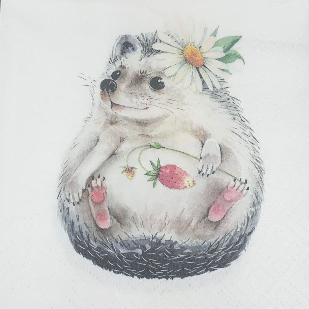 4paper Napkins for Decoupage Hedgehog Napkins for Collage Paper Art