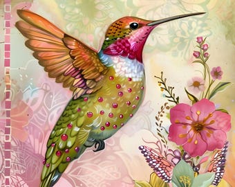 Hummingbird Rice Paper for Decoupage: Floral A4 Sheet